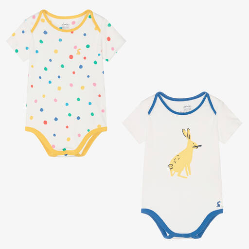 Joules-أوفرول بادي قطن عضوي لون أبيض للأطفال (عدد 2) | Childrensalon Outlet