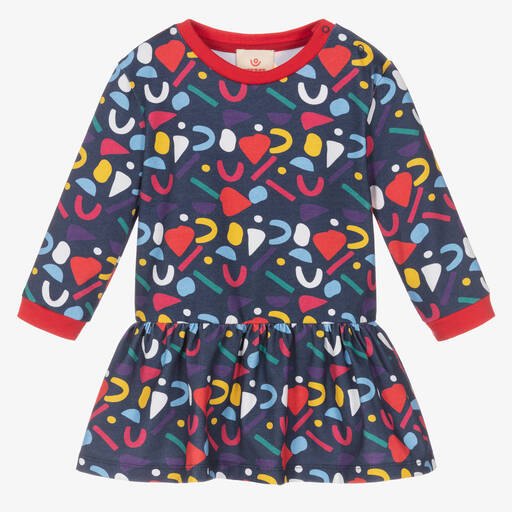 Joyday-Baby Girls Blue Cotton Confetti Dress | Childrensalon Outlet