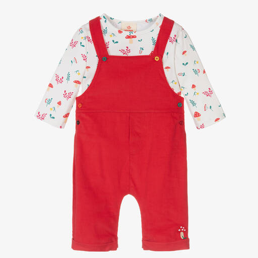 Joyday-Baby Girls Red Woodland Dungarees Set | Childrensalon Outlet