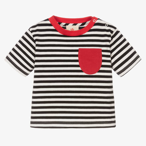 Joyday-Black Breton Striped Cotton Baby T-Shirt | Childrensalon Outlet