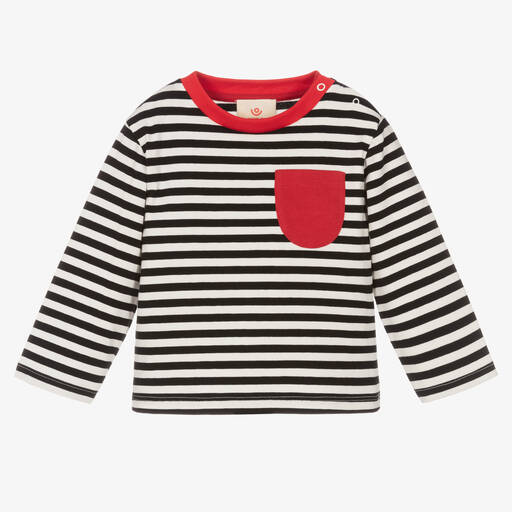 Joyday-Black Breton Striped Cotton Baby Top | Childrensalon Outlet