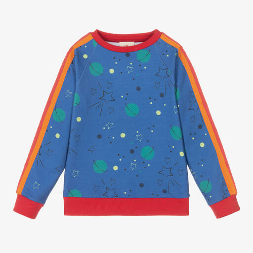 Joyday-Sweat bleu en coton planète et etoiles | Childrensalon Outlet