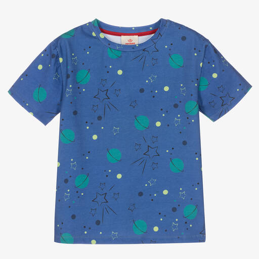 Joyday-Blue Cotton Planet & Stars T-Shirt | Childrensalon Outlet