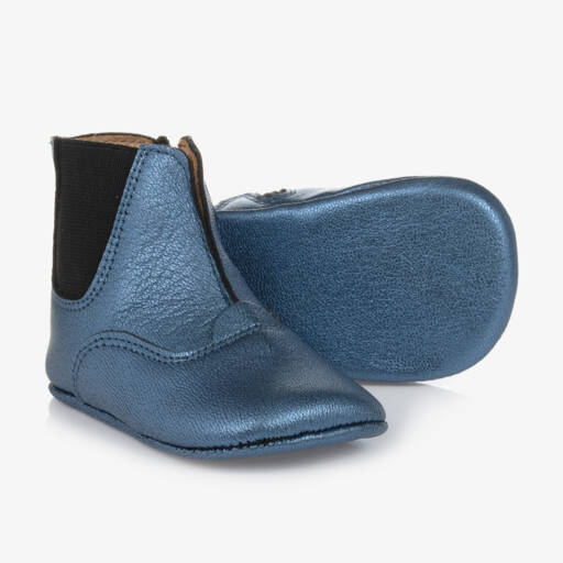 Joyday-Boys Blue Leather First Boots | Childrensalon Outlet