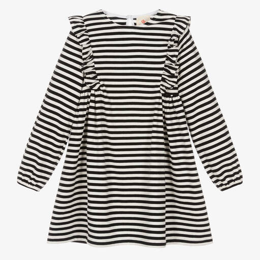Joyday-Girls Black Breton Stripe Cotton Dress | Childrensalon Outlet