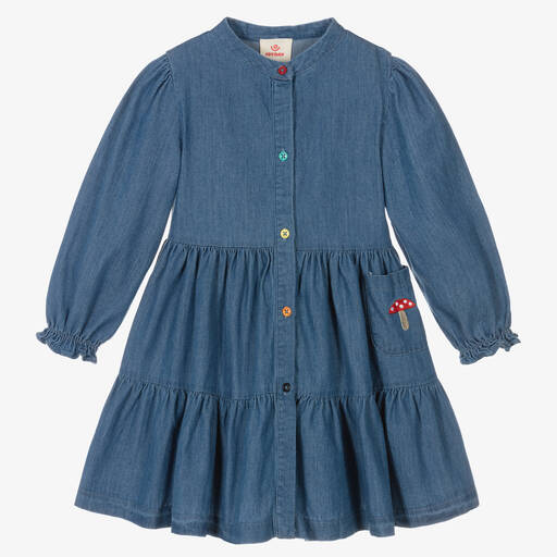 Joyday-Голубое платье из шамбре для девочек | Childrensalon Outlet