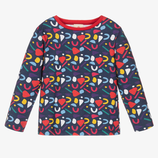Joyday-Girls Blue Cotton Confetti Top | Childrensalon Outlet