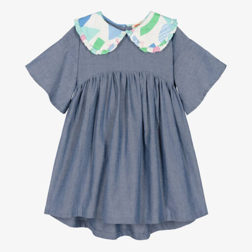 Joyday-Girls Chambray Blue Dress with Collar | Childrensalon Outlet