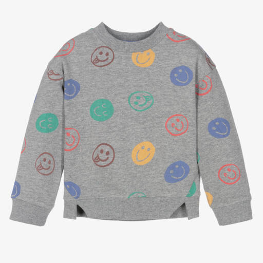 Joyday-Girls Grey Smiley Cotton Jumper | Childrensalon Outlet