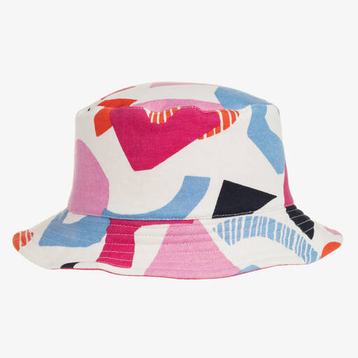 Joyday-Girls Ivory & Pink Cotton Bucket Hat | Childrensalon Outlet