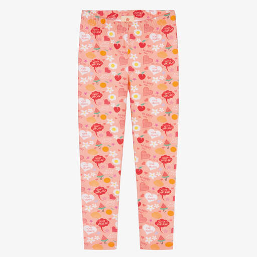 Joyday-Girls Pink Cotton Doodle Leggings | Childrensalon Outlet