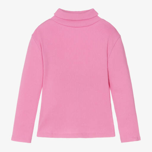 Joyday-Girls Pink Ribbed Roll Neck Top | Childrensalon Outlet