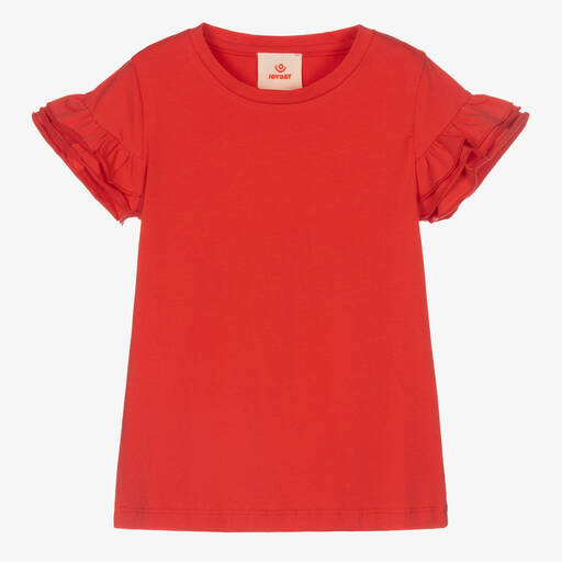 Joyday-Girls Red Cotton T-Shirt | Childrensalon Outlet