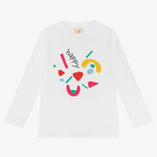 Joyday-Girls White Cotton Happy Confetti Top | Childrensalon Outlet