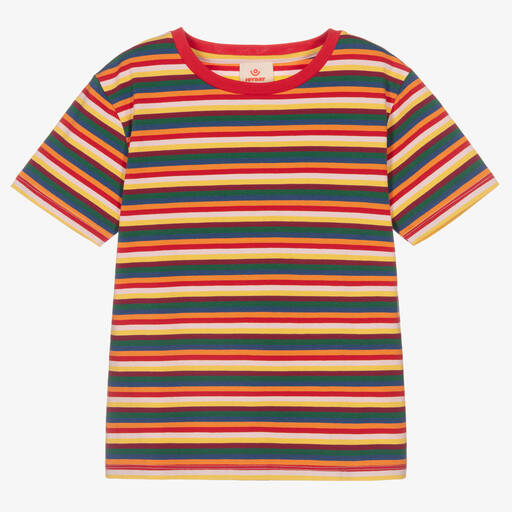 Joyday-Red Striped Cotton T-Shirt | Childrensalon Outlet