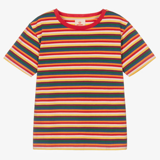 Joyday-Red Striped Cotton T-Shirt | Childrensalon Outlet