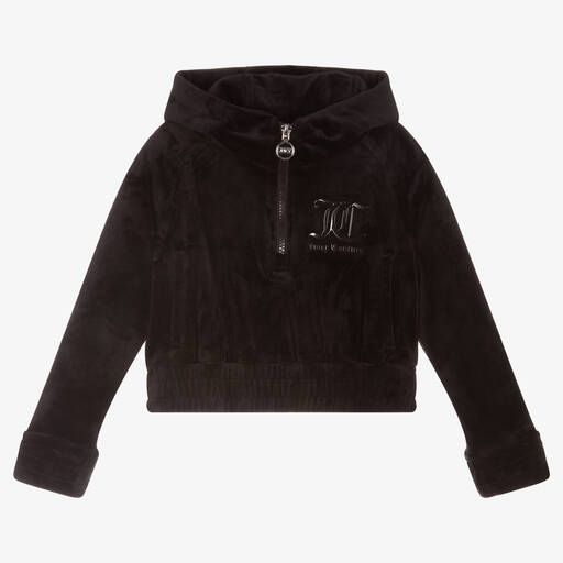 Juicy Couture-Black Logo Velour Hoodie | Childrensalon Outlet
