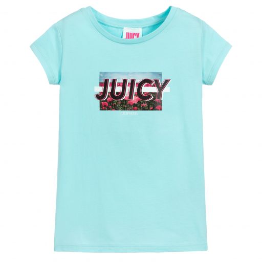 Juicy Couture-تيشيرت قطن لون أزرق وأسود للبنات | Childrensalon Outlet