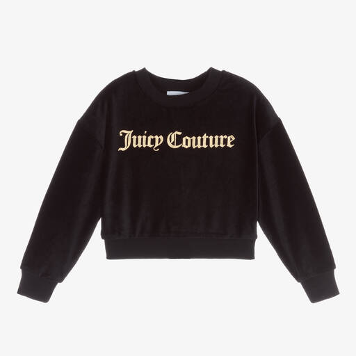 Juicy Couture-Cropped Black Velour Top | Childrensalon Outlet