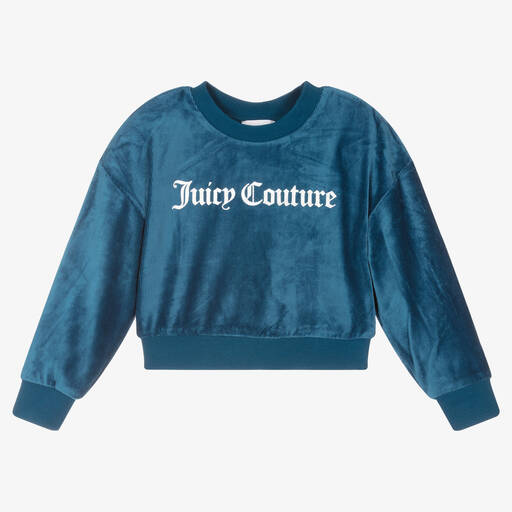Juicy Couture-Cropped Blue Velour Top | Childrensalon Outlet