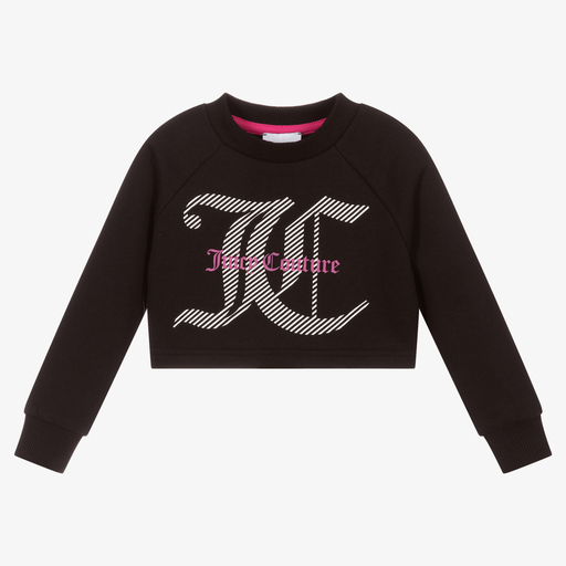 Juicy Couture-Girls Black Cotton Sweatshirt | Childrensalon Outlet