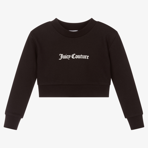 Juicy Couture-Girls Black Cotton Sweatshirt | Childrensalon Outlet