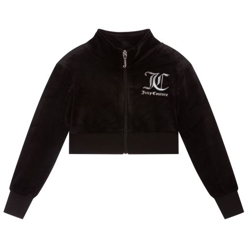 Juicy Couture-Girls Black Cropped Zip-Up Top | Childrensalon Outlet