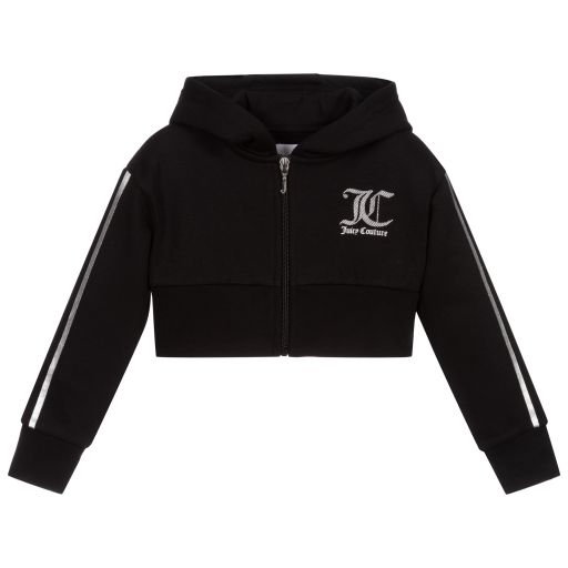 Juicy Couture-Girls Black Cropped Zip-Up Top | Childrensalon Outlet