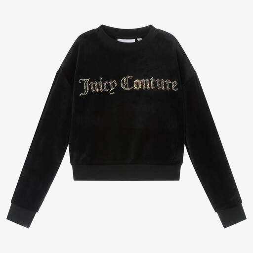 Juicy Couture-Girls Black Diamanté Sweatshirt | Childrensalon Outlet