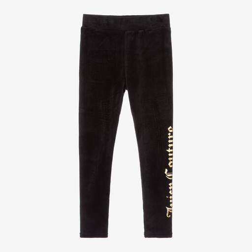 Juicy Couture-Girls Black Velour Leggings | Childrensalon Outlet