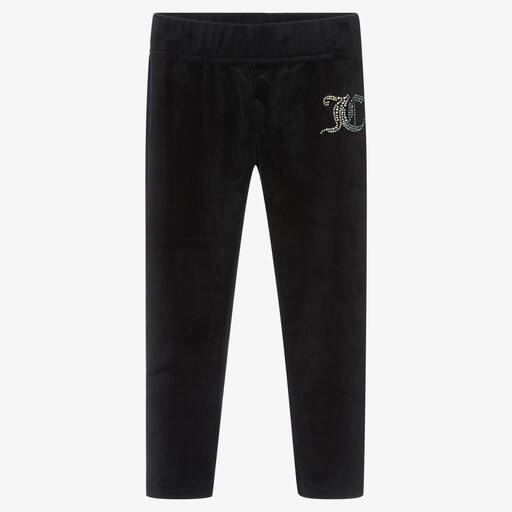 Juicy Couture-Girls Black Velour Leggings | Childrensalon Outlet