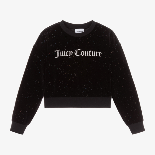 Juicy Couture-Girls Black Velour Sweatshirt | Childrensalon Outlet