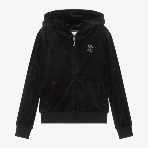 Juicy Couture-Girls Black Velour Zip-Up Top | Childrensalon Outlet