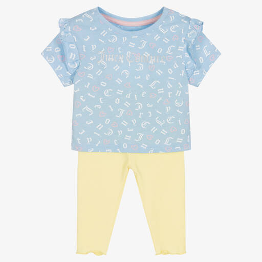 Juicy Couture-Girls Blue Top & Yellow Leggings Set | Childrensalon Outlet