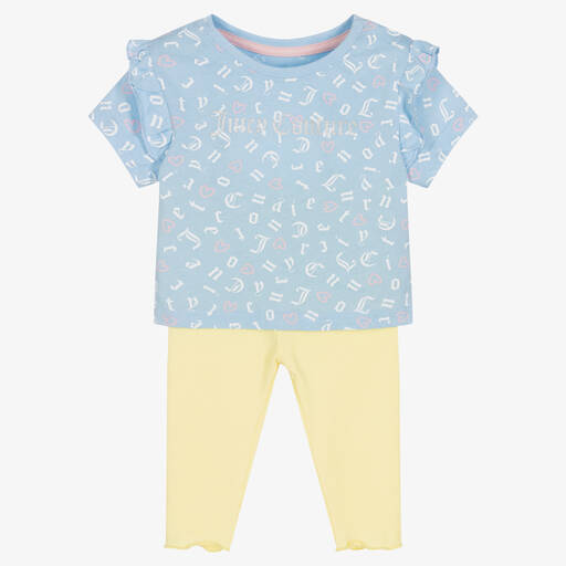 Juicy Couture-Girls Blue Top & Yellow Leggings Set | Childrensalon Outlet
