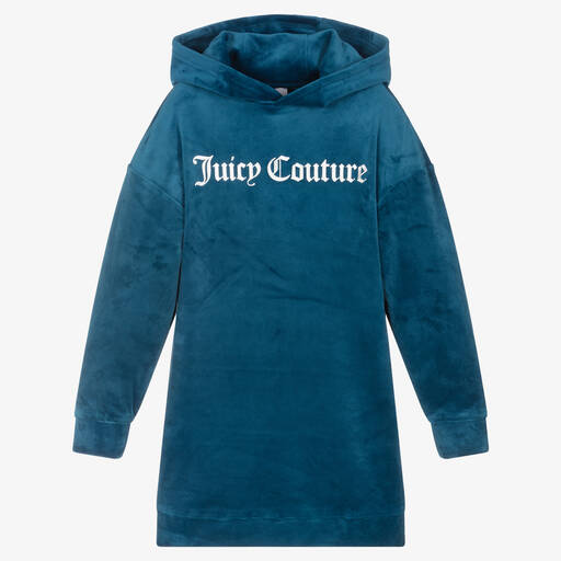 Juicy Couture-Girls Blue Velour Logo Dress | Childrensalon Outlet