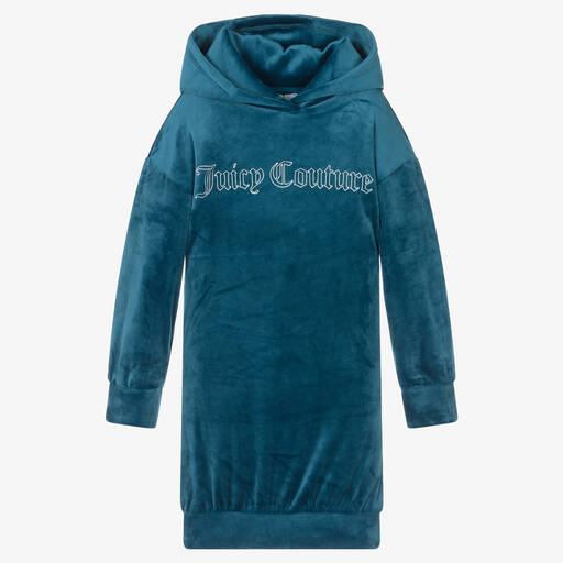 Juicy Couture-Girls Blue Velour Logo Dress | Childrensalon Outlet