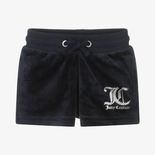 Juicy Couture-Girls Blue Velour Shorts | Childrensalon Outlet