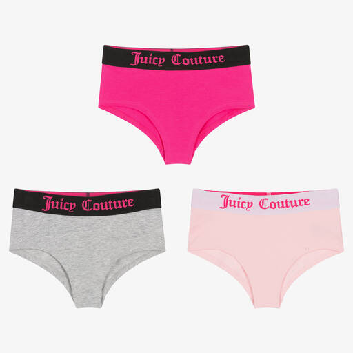 Juicy Couture-Girls Cotton Knickers (3 Pack) | Childrensalon Outlet