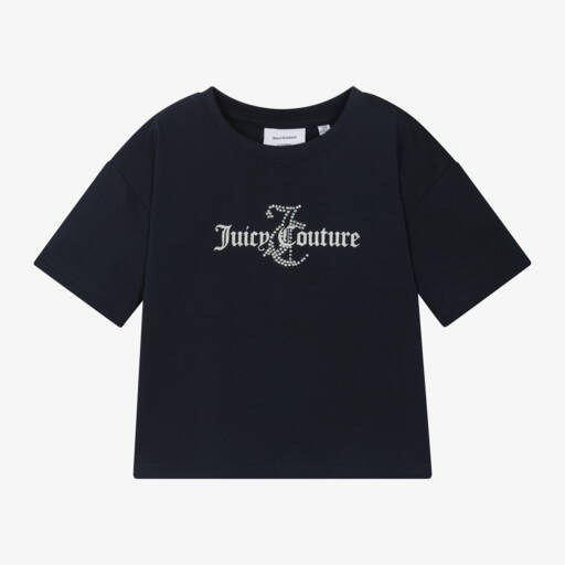 Juicy Couture-Girls Cozy Navy Boxy Tee | Childrensalon Outlet