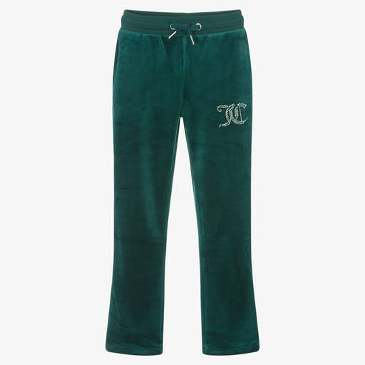 Juicy Couture-Girls Green Velour Flared Joggers | Childrensalon Outlet