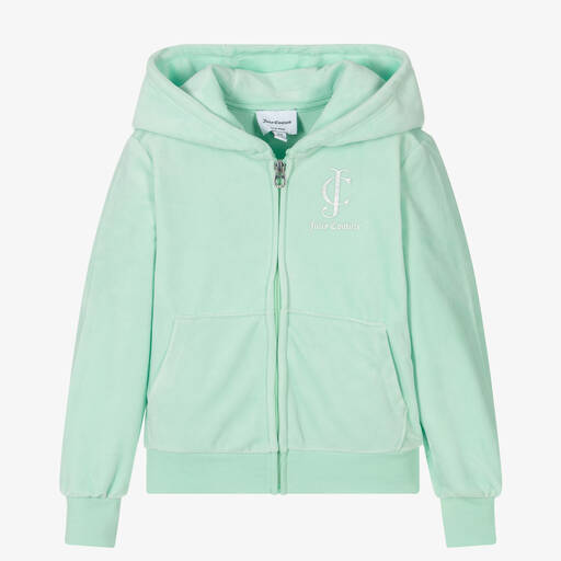 Juicy Couture-Girls Green Velour Zip-Up Top | Childrensalon Outlet