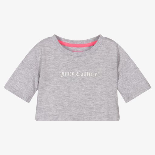Juicy Couture-Girls Grey Cotton T-shirt | Childrensalon Outlet