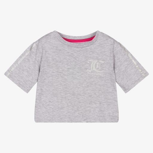 Juicy Couture-Girls Grey Cotton T-Shirt | Childrensalon Outlet