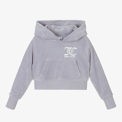 Juicy Couture-Girls Grey Velour Hoodie | Childrensalon Outlet
