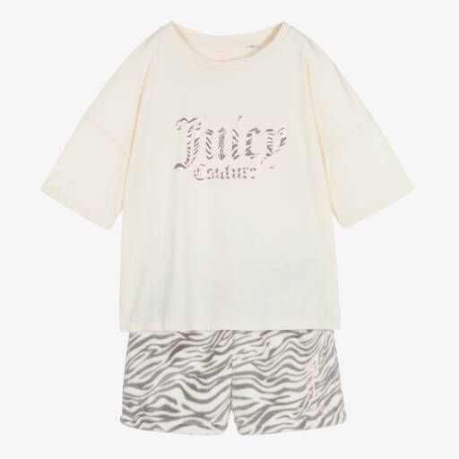 Juicy Couture-Girls Ivory Zebra Loungewear Set | Childrensalon Outlet