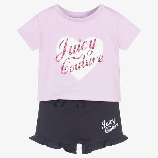 Juicy Couture-Girls Lilac & Blue Shorts Set | Childrensalon Outlet