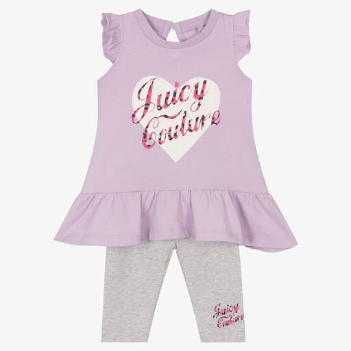 Juicy Couture-Girls Lilac & Grey Leggings Set | Childrensalon Outlet