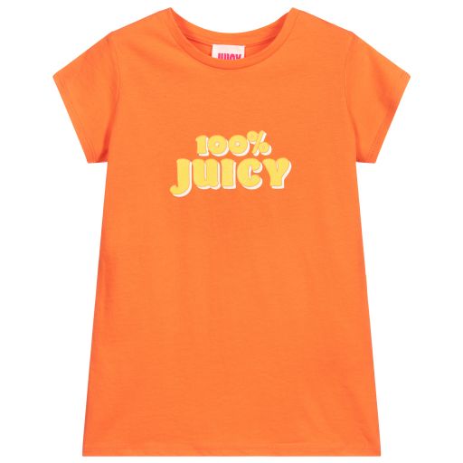 Juicy Couture-Girls Orange Logo T-Shirt | Childrensalon Outlet