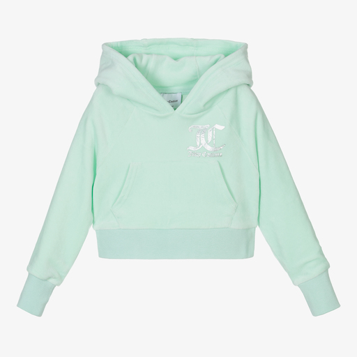 Juicy Couture-Girls Pale Green Velour Hoodie | Childrensalon Outlet